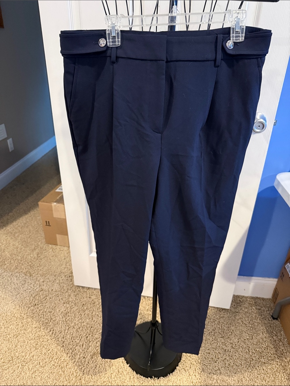 Talbots Navy High-Rise Tapered Trousers Dress Pants Size 14 NWT NEW